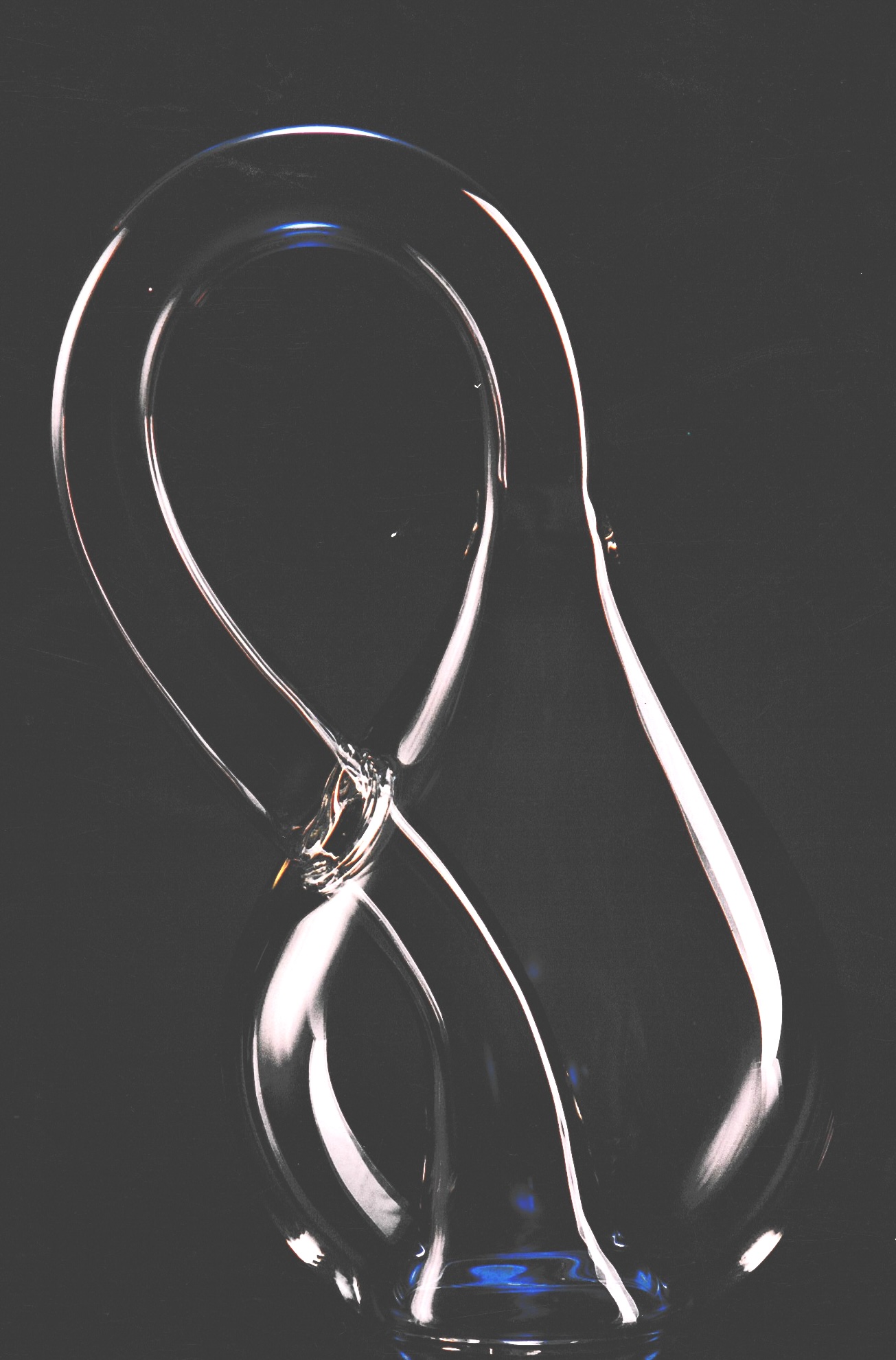 A Klein Bottle filled with Red Wine, with an egg and onion to show size